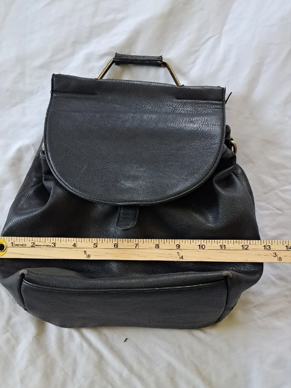 Antik Kraft Black Vegan Leather Convertible Backpack Purse with Gold-Tone Handle